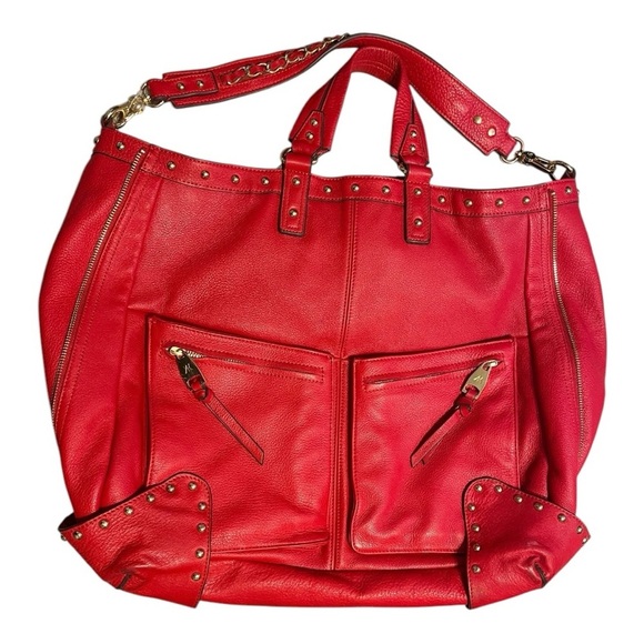 Aimee Kestenberg Handbags - Aimee Kestenberg Large Tote Oversized Expandable Leather Shoulder Bag Red EUC